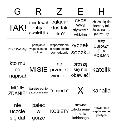 GRZECHU BINGO Card