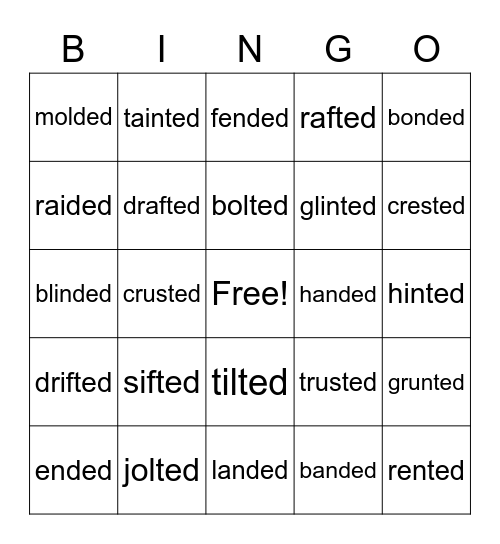 -ed that sounds like /id/ Bingo Card