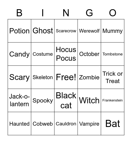 Halloween Bingo Card