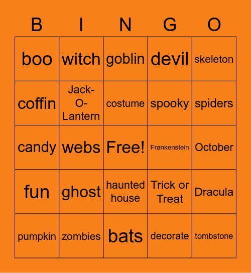 Halloween BINGO Card