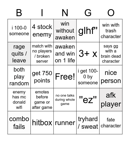 Gay battle arena Bingo Card