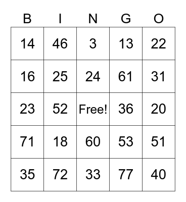 NITA PICNIC Bingo Card