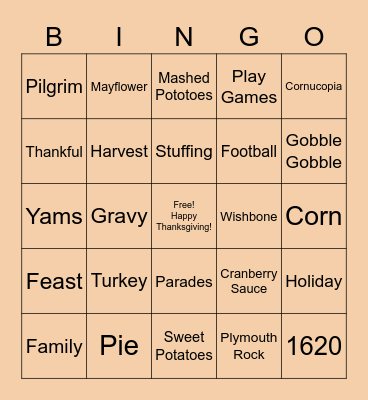 Thanksgiving Bingo Card