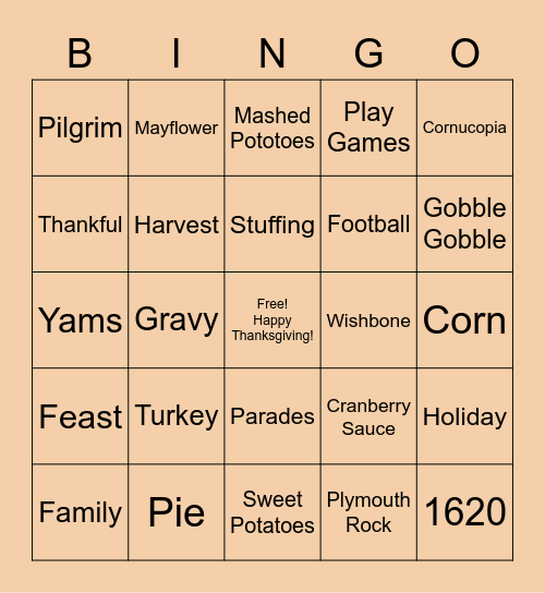 Thanksgiving Bingo Card