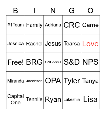 Jacobson's Bingo Night Bingo Card