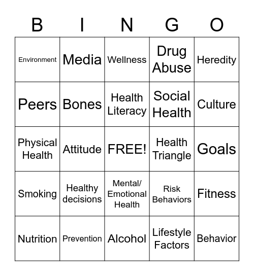 Living a Healthy LIfe!! Bingo Card