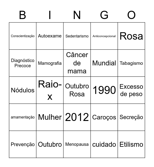 Outubro Rosa Bingo Card
