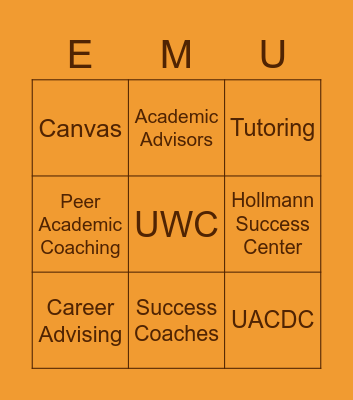 Academic Resources Bingo Card