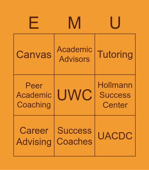 Academic Resources Bingo Card