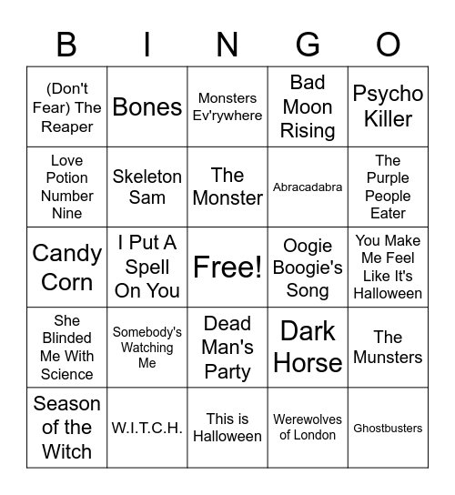 Halloween Party Bingo Card