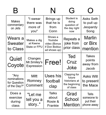 DR. LAPPIE BINGO Card