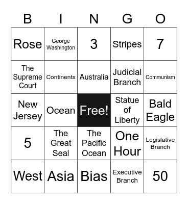 Social Studies Bingo Card