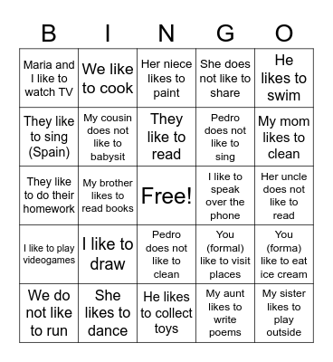 Vebo Gustar Bingo Card