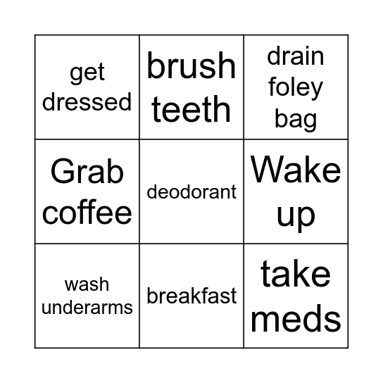 monday Bingo Card