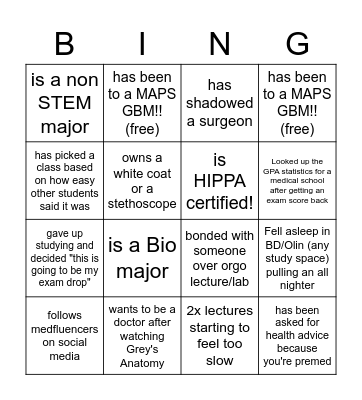 MAPS Bingo Card