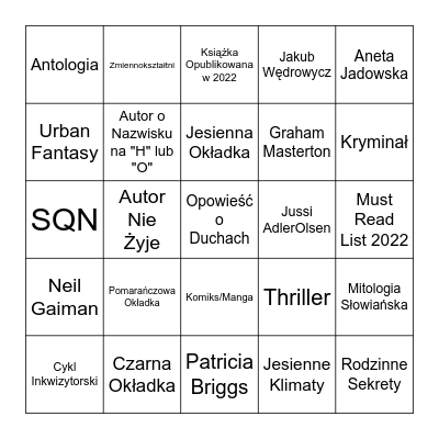 Październikowe Książkowe Bingo Card