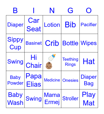 ERMEJ'S  BABY SHOWER Bingo Card