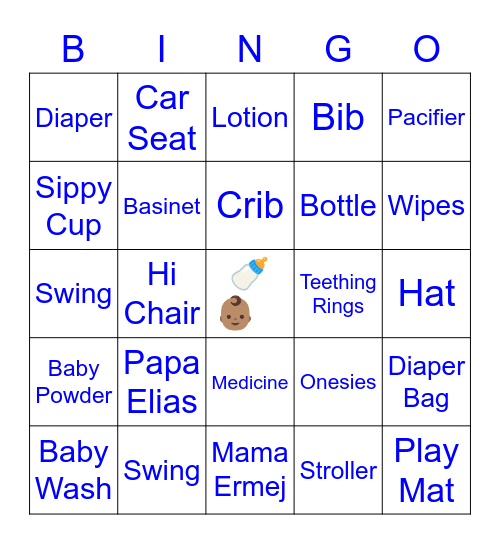 ERMEJ'S  BABY SHOWER Bingo Card