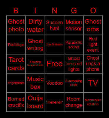 Spooky Phassy Bingo Card