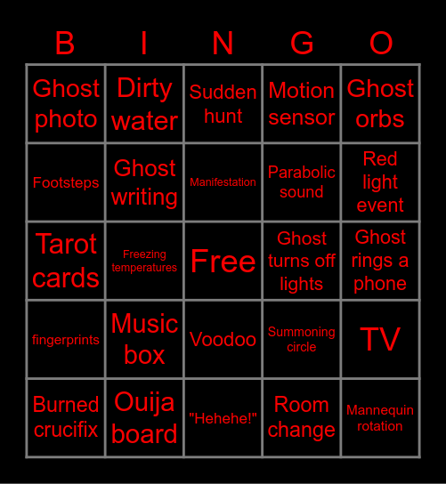 Spooky Phassy Bingo Card