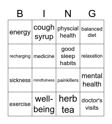 health bingo Card