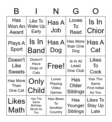 Find Someone Who... Bingo Card