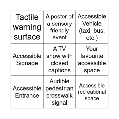 IDPD Scavenger Hunt Bingo Card