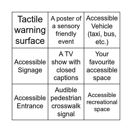 IDPD Scavenger Hunt Bingo Card