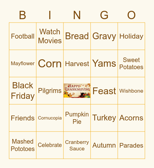 Thanksgiving PRUGO Bingo Card