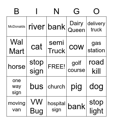 Field Trip Bingo Card