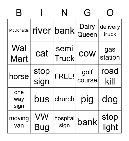 Field Trip Bingo Card