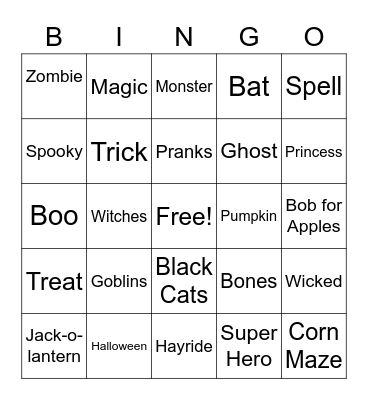 Classic Halloween Bingo Card