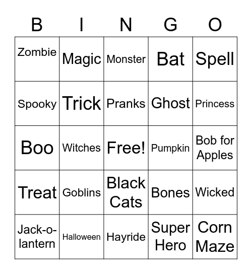 Classic Halloween Bingo Card