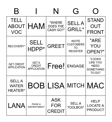 CAM 2022 CASHIER BINGO Card