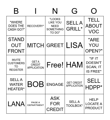 CAM 2022 CASHIER BINGO Card