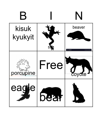 Ktunaxa Animals Bingo Card