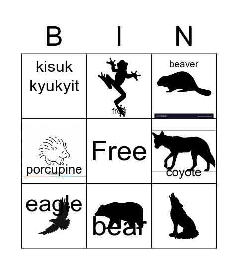 Ktunaxa Animals Bingo Card