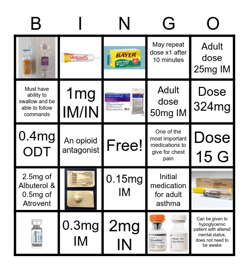 St Francis EMT-B Bingo Card