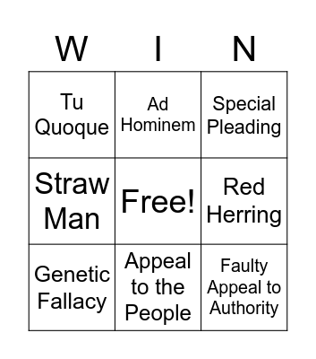 Fallacy Bingo Card