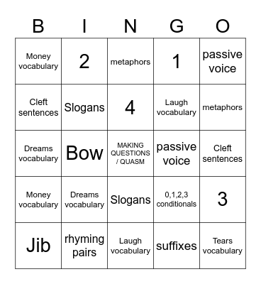 Sailing Bingo Card