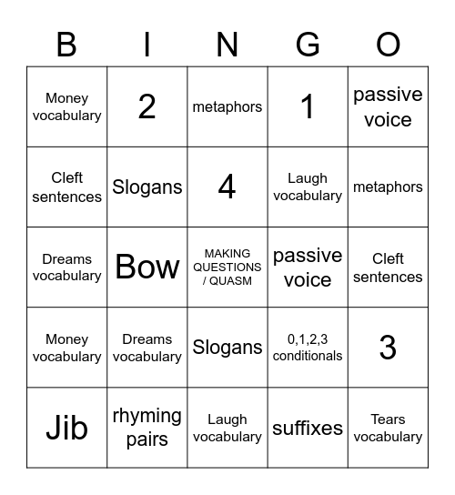 Sailing Bingo Card