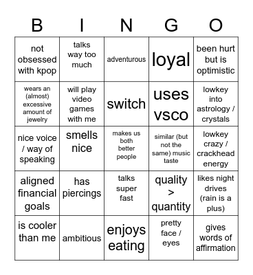 ivan's type Bingo Card