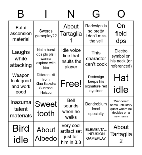 Scara hopes and dreams Bingo Card