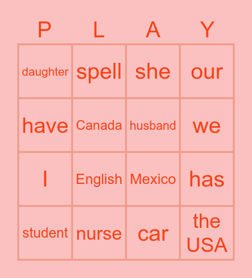 REVIEW Bingo Card