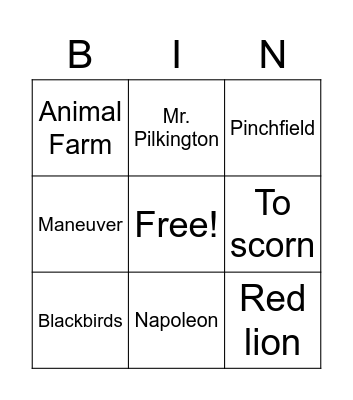 Animal Farm Bingo Card