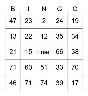 Los Numeros Bingo Card