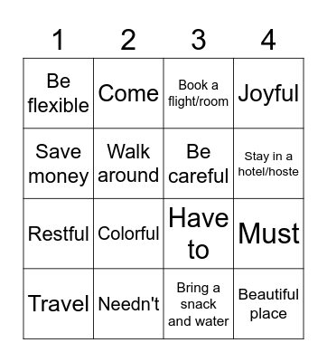BINGO: Traveling around the world Bingo Card