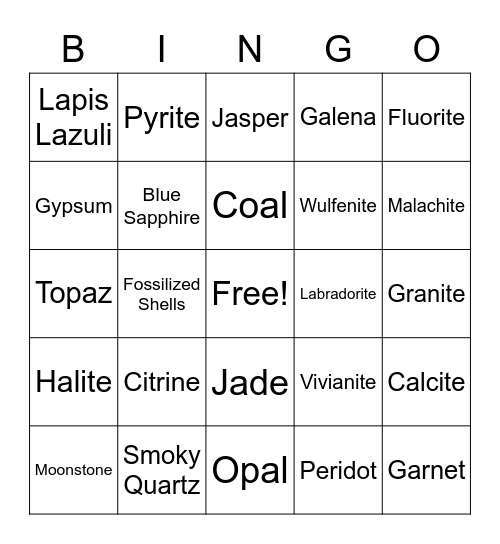 Magic Crystal Bingo Card