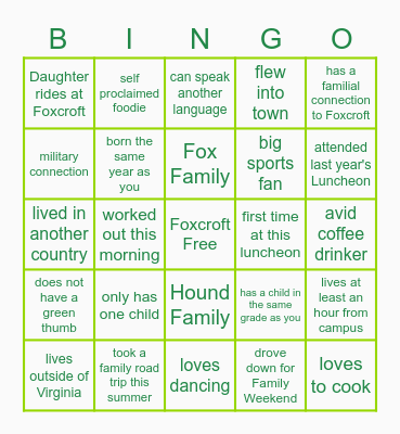 2022-2023 BIPOC Parent Luncheon Bingo Card