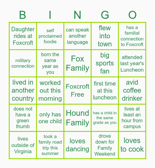 2022-2023 BIPOC Parent Luncheon Bingo Card